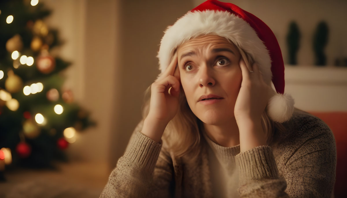 Femme stressé a cause des dépenses de noel