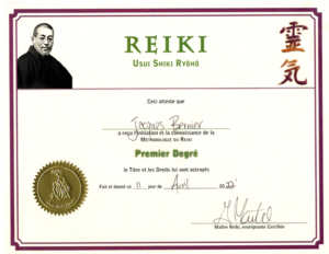 Certification Reiki Usui 1